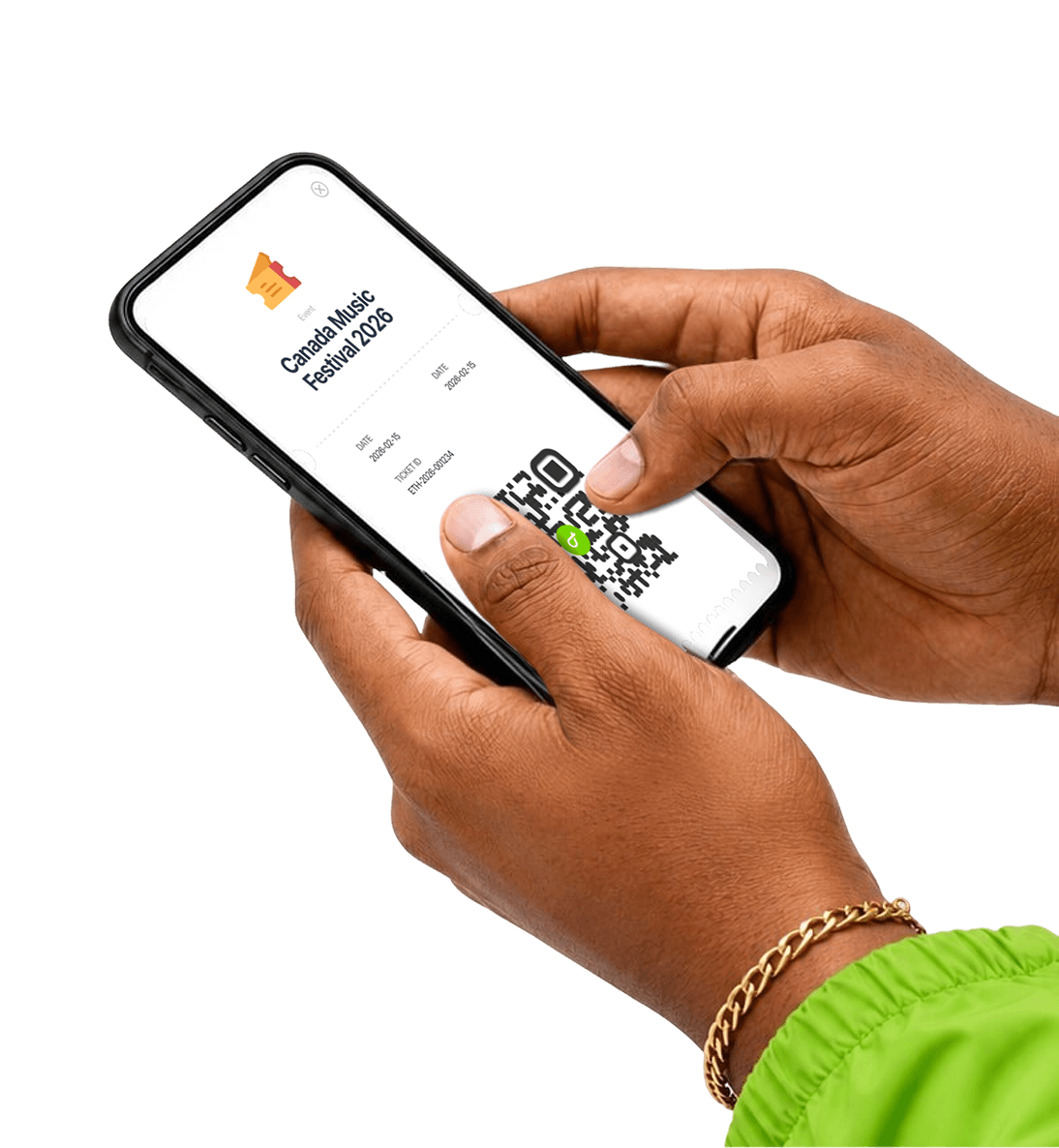 Mobile ticket displayed on a phone