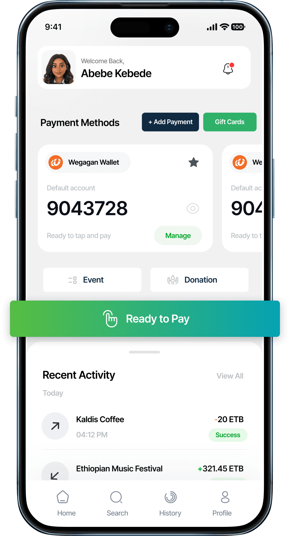 Link App ready to pay screen on a phone
